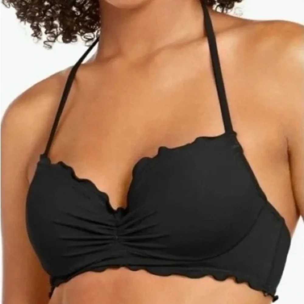 Sundazed Nixie Bra Size Halter Bikini Swim Top Ruffled Underwire Support 32C NWT